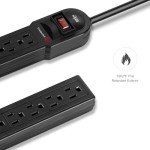 KMC 6-Outlet Surge Protector Power Strip, 2-Pack
