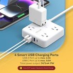 TROND Flat Plug Power Strip with USB Ports