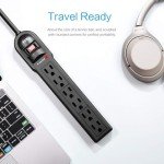 KMC 6-Outlet Surge Protector Power Strip, 2-Pack