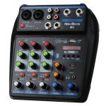 4-Channel DJ Audio Mixer with Bluetooth & USB