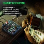 4-Channel DJ Audio Mixer with Bluetooth & USB