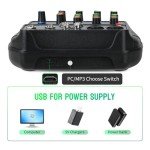 4-Channel DJ Audio Mixer with Bluetooth & USB