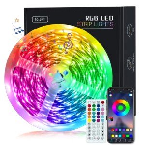 KEELIXIN 65.6ft Music Sync RGB LED Strip Lights