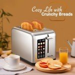 Mecity Touch Screen 2-Slice Stainless Steel Toaster