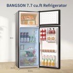 BANGSON 7.7 Cu.Ft Top Freezer Refrigerator, Silver