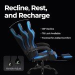 N-GEN Ergonomic Gaming Chair with Footrest, Blue