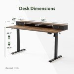 Height Adjustable Electric Standing Desk with Drawers