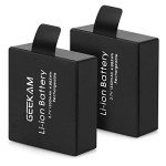 GeeKam 2-Pack 1350mAh Rechargeable Action Camera Batteries