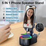 5-in-1 Bluetooth Speaker and Phone Holder with Lights