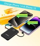 6000mAh Slim Power Bank with Built-In Cables