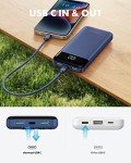Slim 10000mAh Portable Charger with Built-in Cables