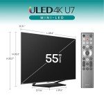 Hisense U7 Series 55U7N 55 Inches ULED 4K Smart TV | Mini-LED | QLED | 1500 Nits | 144Hz | Motion Rate 480 | Dolby Vision HDR 10+ | Dolby Atmos | Full Array Local Dimming | 2.1 Ch Sound | Google TV