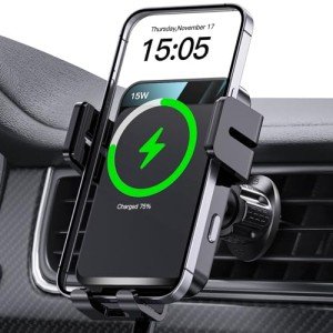 15W Fast Wireless Car Charger with Auto-Secure Support