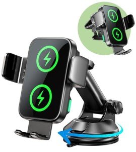 GuMosh 15W Dual Coil Wireless Car Charger Holder