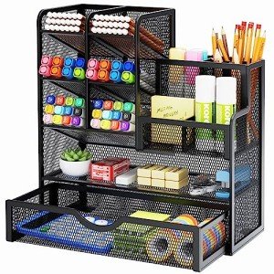 Marbrasse Desk Organizer with Drawer and Compartments