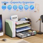 4-Tray Desktop Organizer with Drawer and Pen Holders