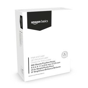 Amazon Basics 24lb Multipurpose Printer Paper, 800 Sheets