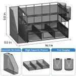 4-Tray Desktop Organizer with Drawer and Pen Holders