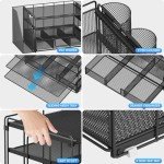 4-Tray Desktop Organizer with Drawer and Pen Holders