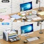 4-Tray Desktop Organizer with Drawer and Pen Holders