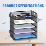 Supeasy 5-Tray Black Mesh Paper Organizer