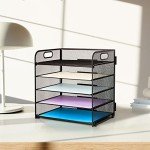 Supeasy 5-Tray Black Mesh Paper Organizer