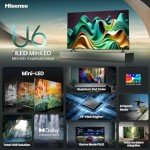Hisense U6 Series 55U6N 55 Inches ULED 4K Smart TV | Mini-LED | QLED | 600 Nits | Motion Rate 240 | Dolby Vision HDR 10+ | Dolby Atmos | Full Array Local Dimming | Voice Control | Google TV