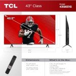 TCL 43-Inch Q65 QLED 4K UHD Smart TV with Google TV (43Q651G, 2024 Model) Dolby Vision, Dolby Atmos, HDR Pro+, Game Accelerator Enhanced Gaming, Voice Remote, Works with Alexa, Streaming Television
