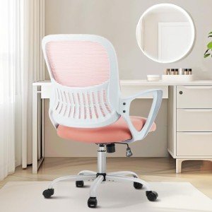 Ergonomic Pink Mesh Rolling Office Chair with Lumbar Support