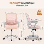 Ergonomic Pink Mesh Rolling Office Chair with Lumbar Support