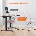 Ergonomic Pink Mesh Rolling Office Chair with Lumbar Support