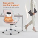 Ergonomic Pink Mesh Rolling Office Chair with Lumbar Support