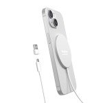 Magnetic Wireless Charger,MagEase 15W Wireless Charger Magnetic Compatible with iPhone 16/15/14/13/12 Series and AirPods 3/2/Pro, Charging Pad with USB-C Cable and USB-A Converter (White)