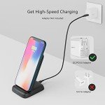 Amazon Basics 10W Qi Certified Wireless Charging Stand (iPhone 15/14/13/12/11/X, Samsung), with USB Cable (No AC Adapter), Black