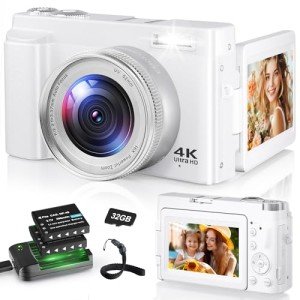 48MP 4K Digital Camera with Flip Screen & Zoom