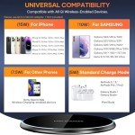 Wireless Charger Compatible with iPhone 15 14 13 12 11 Pro Max/Mini/Plus/XR/X/8, 15W Max Fast Wireless Charging Pad Mat for Samsung Galaxy S23/S22/S21/S20/S10, Galaxy Buds