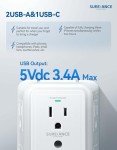Sureance Multi-Plug Outlet with USB Charger & Surge Protection