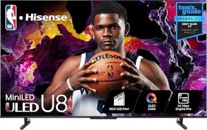 Hisense 55-Inch Class U8 Series Mini-LED ULED 4K UHD Google Smart TV (55U8N, 2024 Model) - QLED, Native 144Hz, Full Array Local Dimming, Game Mode Pro, Alexa Compatibility
