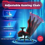 ECOTOUGE Ergonomic Gaming Chair with Footrest, Red