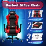ECOTOUGE Ergonomic Gaming Chair with Footrest, Red