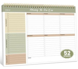 Weekly Undated To-Do List Notepad - 52 Sheets