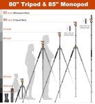 Heavy Duty 85" Tripod for Cameras and Phones