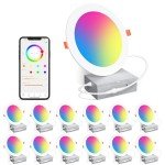 SikSog 6-Inch LED Color Changing Recessed Lights - 12Pack
