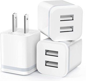 LUOATIP Travel Adapter with 2 USB Ports - 3-Pack