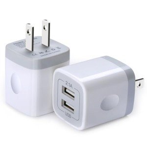 Dual Port USB Wall Charger 2-Pack, 2.1A