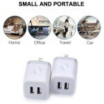 Dual Port USB Wall Charger 2-Pack, 2.1A