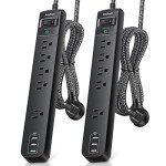 Power Strip Surge Protector - 2 Pack with USB Ports