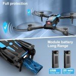 1080P Foldable Drone with Gesture Control & 2 Batteries