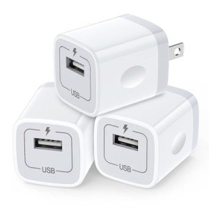 USB Wall Charger Adapter for Phones - 3 Pack