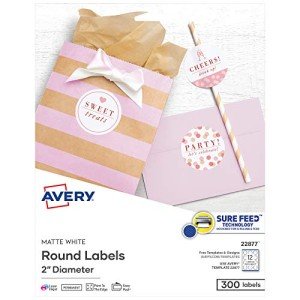 Avery 2" Printable Round Labels, Matte White, 300 Pack